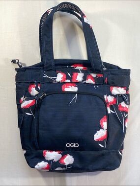 OGIO Navy Floral Tote with Red & White Blooms